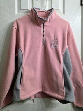 Girls' Pink & Gray Half-Zip Fleece Pullover Hoodie